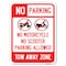 Signmission No Parking No Motorcycle No Scooter Parking Allowed Tow Away Zone Parking, A-1824-23704 A-1824-23704 - alternate 1